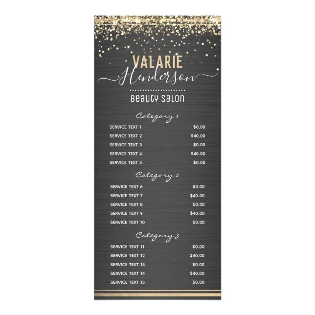 Tjänsten guld Glitter Brushed Metall Nail Salon 3 Reklamkort (Framsidan)