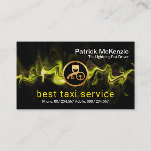 Tjänsten gult Lightning Fast Driver Taxi Visitkort