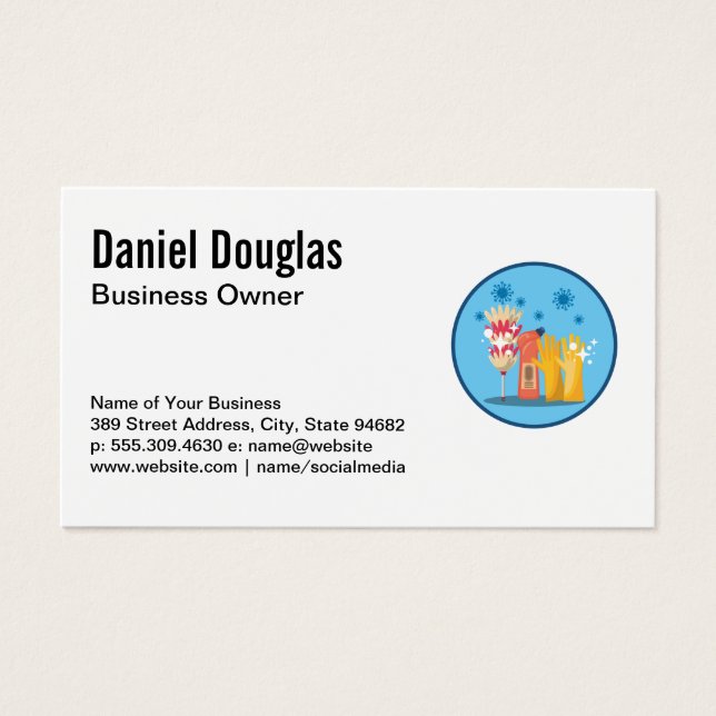 Tjänsten Maid Städning | Sanitisering Visitkort (Framsidan)