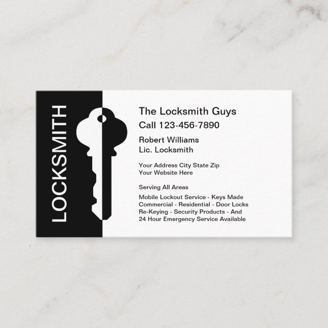 Tjänsten Modern Professionell Locksmith Visitkort (Framsida)