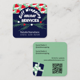 Tjänsten Professionell Gift Wrap Festive Grönt Fyrkantigt Visitkort