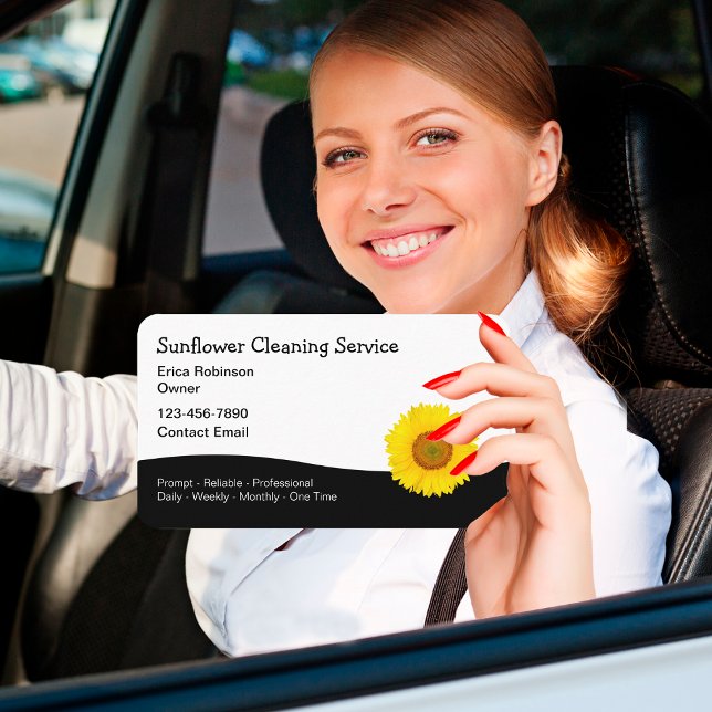 Tjänsten Städning av solrosttematkammare Visitkort (Skapare uppladdad)