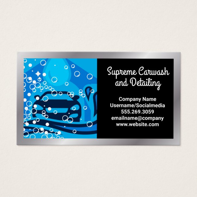 Tjänsten Städning Logotyp för Tvättat  | Bubbar Visitkort (Framsidan)