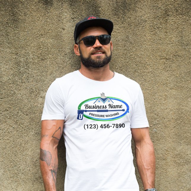 Tjänsten Tvättar blåtrycksblått professionell Grön T Shirt (Skapare uppladdad)