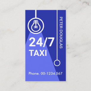 Tjänsten Vibrant Blue Light Bulb Beam Night Taxi Visitkort