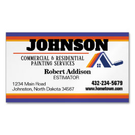 Tjänster avseende målning, reklam och bostäder magnetiska visitkort