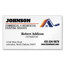 Tjänster avseende målning, reklam och bostäder magnetiska visitkort