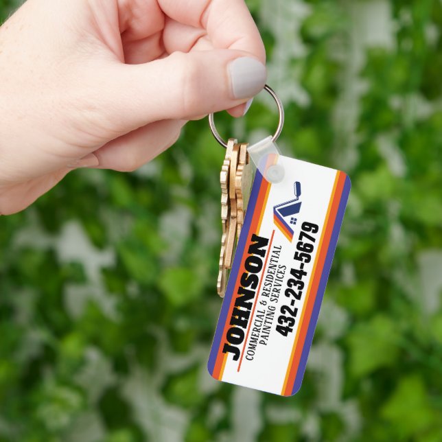 Tjänster avseende målning, reklam och bostäder nyckelring (Hand)