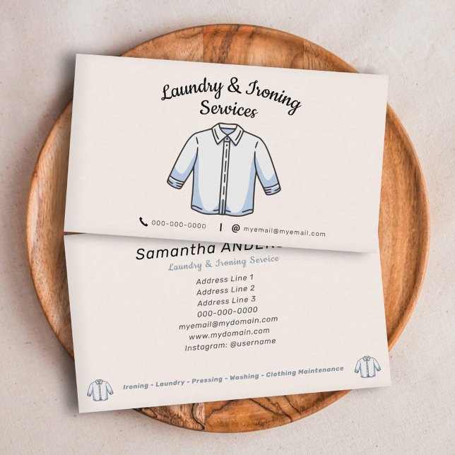 Tjänster avseende strykning och Tvätt Visitkort (Ironing & Laundry Services Business Card)