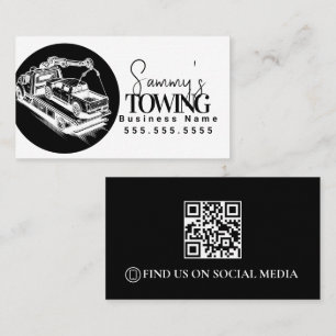 Tjänster för bogsering QR-kod svart och vit Visitkort