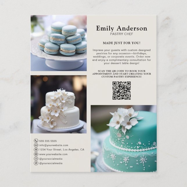 Tjänster för marknadsföring av konditorivaror flygblad (Framsidan)