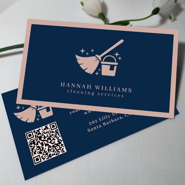 Tjänsterna för marktjänster och  Rosa Städning QR- Visitkort (Skapare uppladdad)