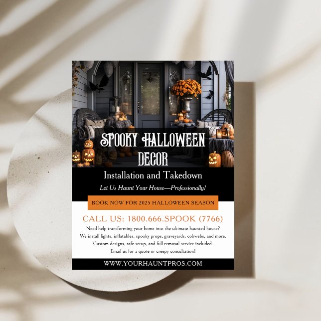 TjänstFlyer-mall för Halloween-Dekorationer Reklamblad (Halloween Decorations Service Flyer Template)