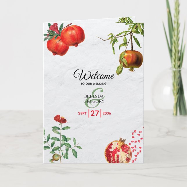 Tjänstgöringsorder för granatäpple Bröllop Program (Framsida)