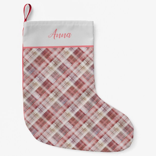 Tjärtan-rosa, inlagd, skotsk liten julstrumpa (Framsidan)