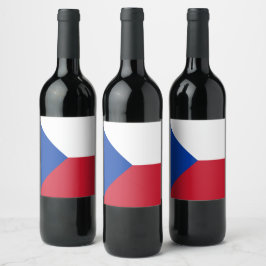 Tjeckien flagga vinflaska etikett