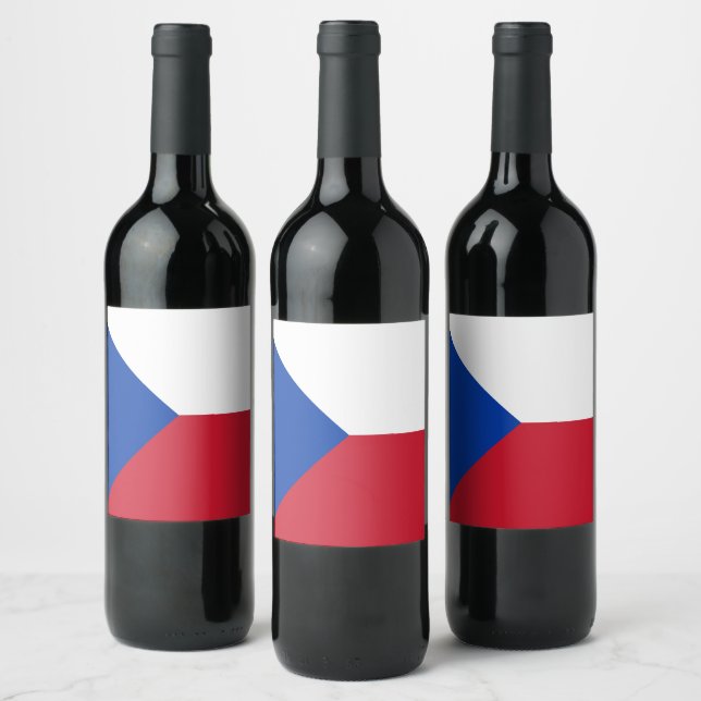 Tjeckien flagga vinflaska etikett (Flaskor)