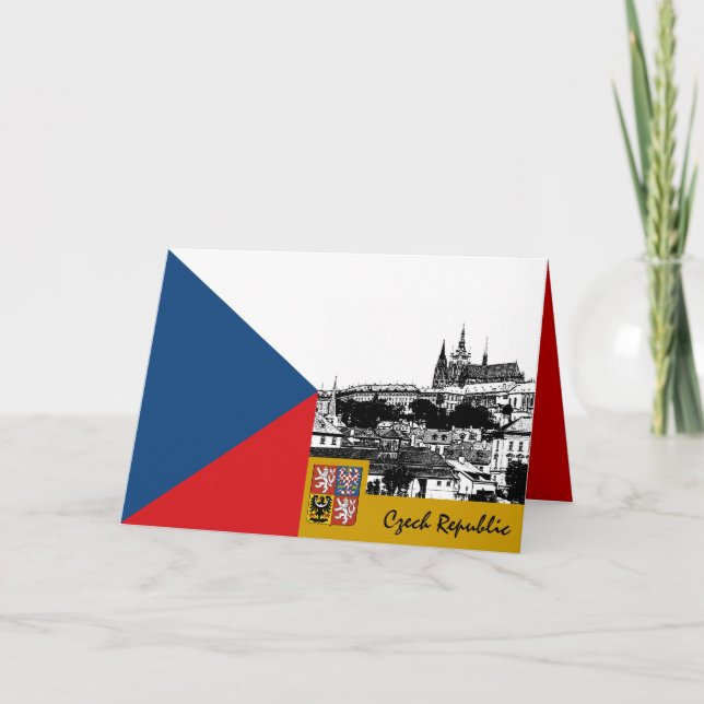 Tjeckien Kort, Prag & tjeckisk flagga / patriotisk Kort (Framsida)