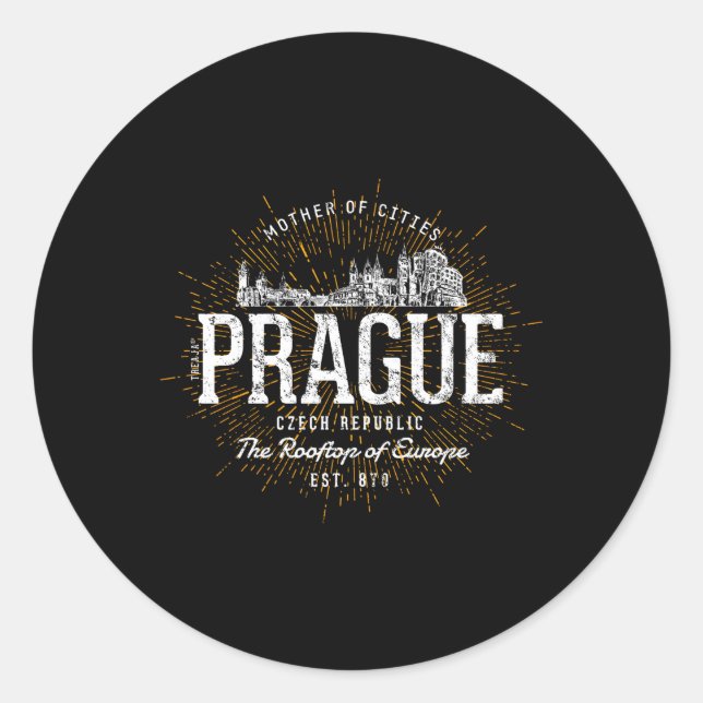 Tjeckien Prag Runt Klistermärke (Framsida)
