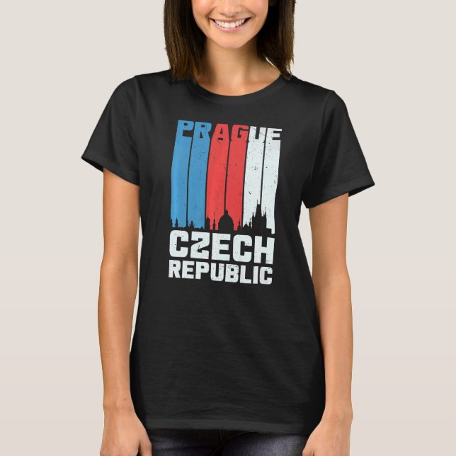 Tjeckien Prag Skyline Prag T Shirt (Framsida)