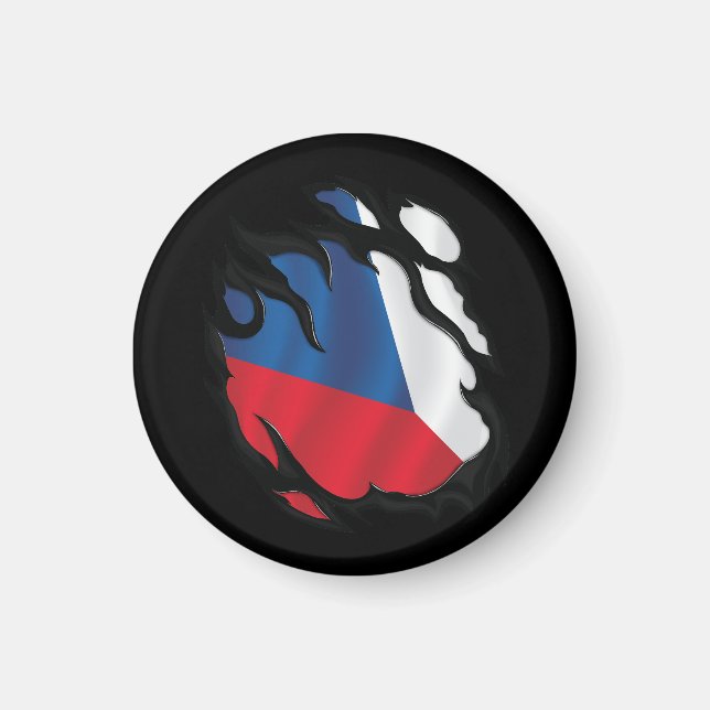 Tjeckien Rippad Flagga Magnet (Framsidan)