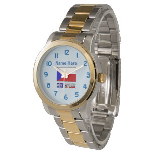 Tjeckien Tjeckisk Flagga Svart Personalisering Armbandsur