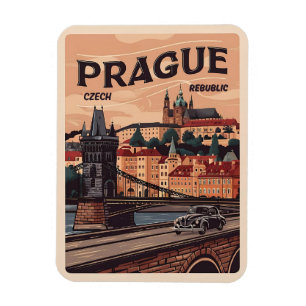 Tjeckien vintage resor Prag Tjeckien souvenir Magnet