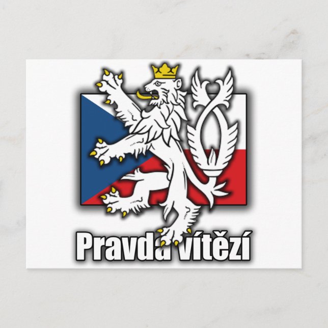 Tjeckiens Lejona Jacka av Arm Flagga Vykort (Framsida)