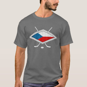 Tjeckisk český för hockeyflaggalogotyp tee shirt