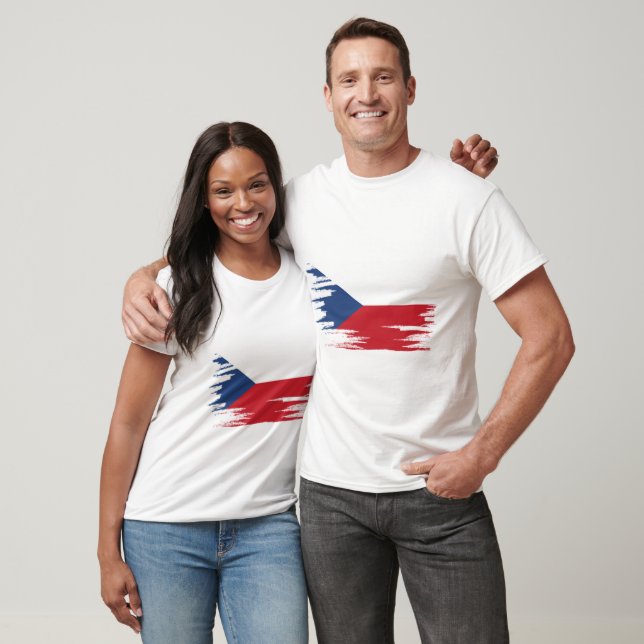 Tjeckisk Flagga Push Art T Shirt (Unisex)