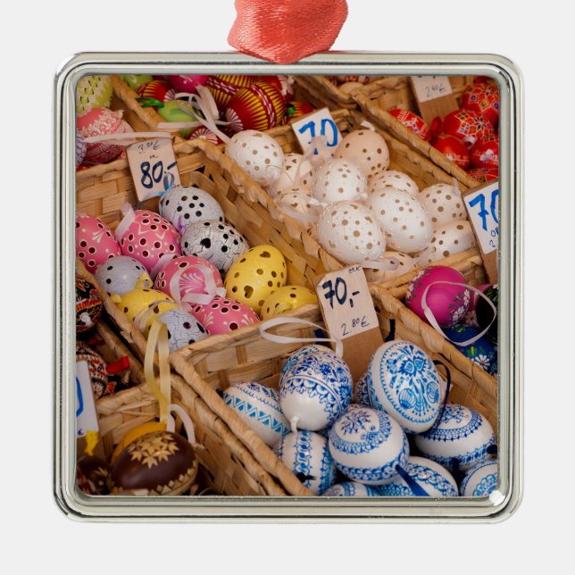 Tjeckisk påskägg julgransprydnad metall (Framsidan)