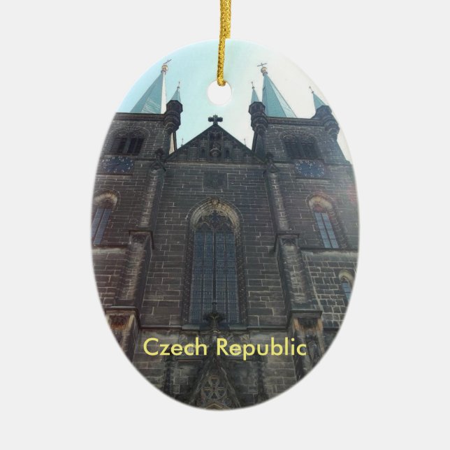 Tjeckisk prydnad för republikPrague kyrka Julgransprydnad Keramik (Framsidan)