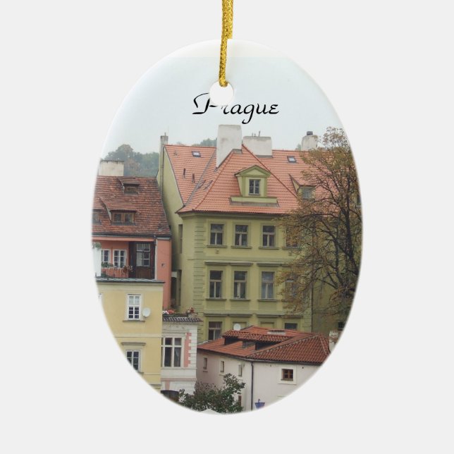Tjeckisk prydnad Prague för färgrika byggnader Julgransprydnad Keramik (Framsidan)