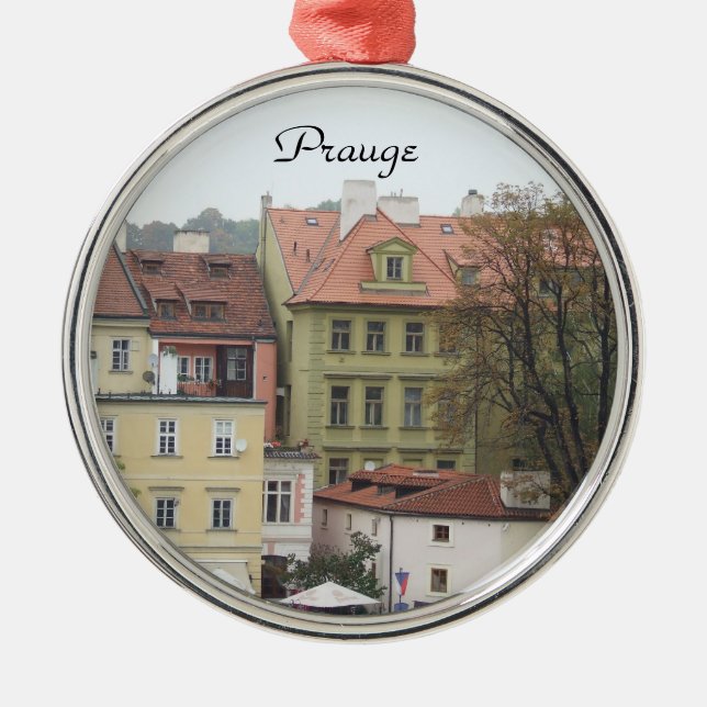 Tjeckisk prydnad Prague för färgrika byggnader Julgransprydnad Metall (Framsidan)