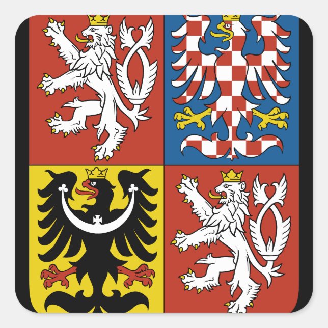 tjeckiska emblem fyrkantigt klistermärke (Framsida)