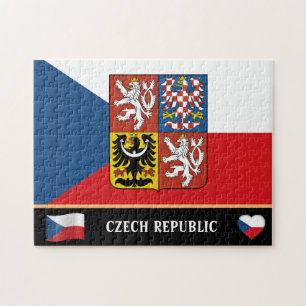 Tjeckiska Flagga & Czechia land / Tjeckiska republ Pussel