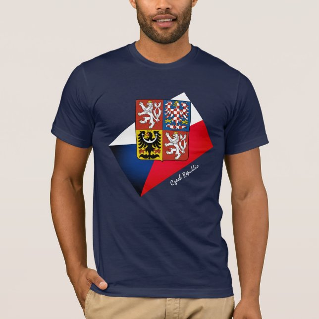 Tjeckiska flagga, Emblem och Tjeckiska republiken  T Shirt (Framsida)