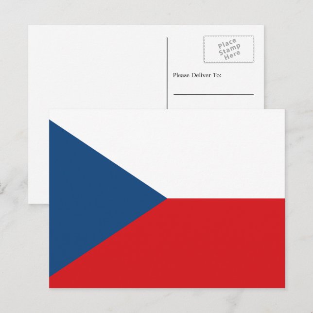 Tjeckiska Flagga, Flagga Tjeckien Vykort (Fram/baksida)