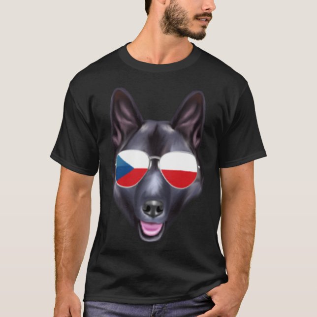 Tjeckiska Flagga Norska Elkhound Hund Tjeckien P T Shirt (Framsida)