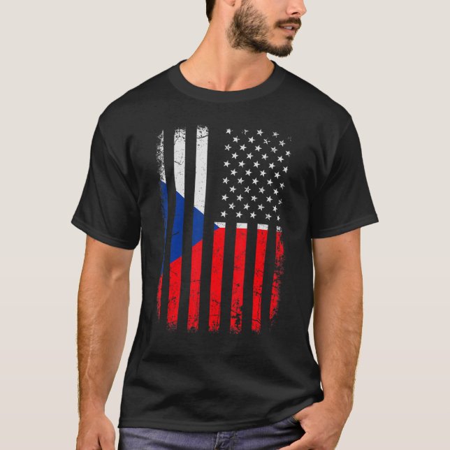 Tjeckiska Flagga Tjeckien Amerika Pride H T Shirt (Framsida)