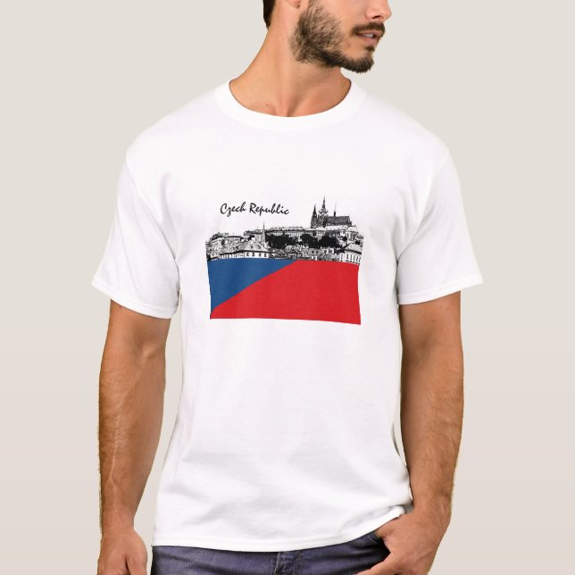 Tjeckiska Flagga Tshirt, Czechia, Prag/Hradcany T Shirt (Framsida)