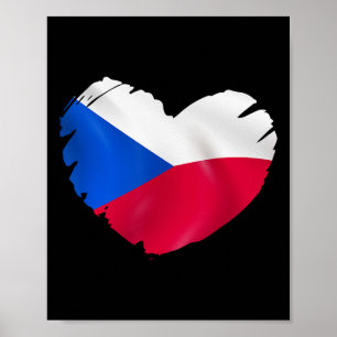 Tjeckiska flaggan i form av hjärta Tjeckien Poster