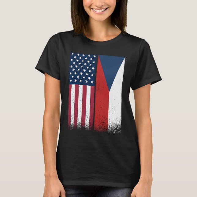 Tjeckiska Flaggor Proud USA T Shirt (Framsida)