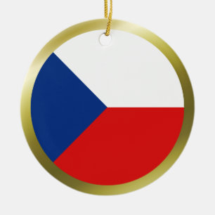 Tjeckiska flaggprydnad julgransprydnad keramik