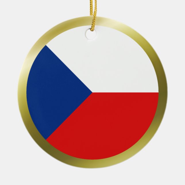 Tjeckiska flaggprydnad julgransprydnad keramik (Framsidan)