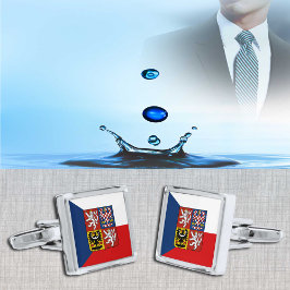 Tjeckiska företag och tjeckiska Flagga mode /sport Silverpläterade Manschetterknappar