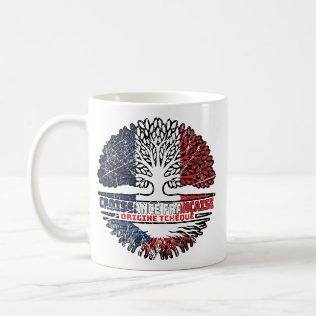 Tjeckiska Fransken Frankrike Träd Roots Flagga Kaffemugg (Vänster)