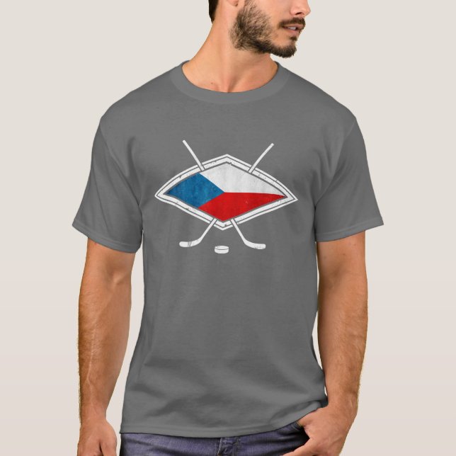 Tjeckiska Hockey Flagga Logotyp český Tee Shirt (Framsida)