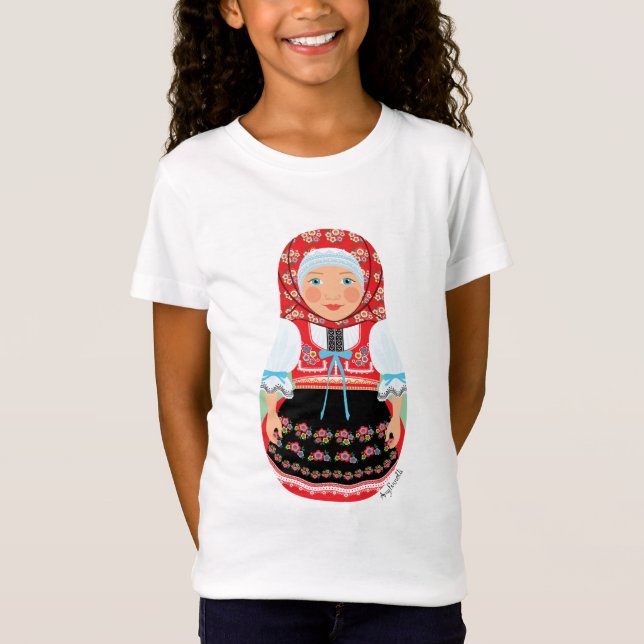 Tjeckiska Matryoshka Girls' T-Shirt (Framsida)