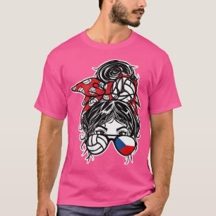 Tjeckiska Messy Bun Hair Girl Czech Republic Volle T Shirt